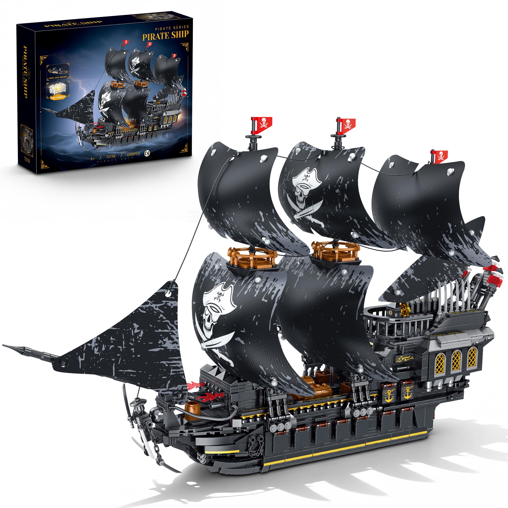 Amazon.com: EITOLNR Pirate Ship Building Set with Lights, MOC